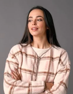 Veste D'intérieur Polaire à Carreaux Zippée -Boutique De Lingerie De Mode 704519 C01 zoomx vue5