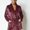 Peignoir Court En Polaire Peluche Texturé Avec Torsades -Boutique De Lingerie De Mode 704526 C01 zoomx