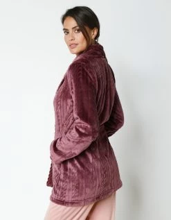 Peignoir Court En Polaire Peluche Texturé Avec Torsades -Boutique De Lingerie De Mode 704526 C01 zoomx vue6