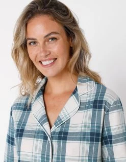 Chemise De Nuit En Pilou Forme Liquette Imprimé Carreaux -Boutique De Lingerie De Mode 706153 C01 zoomx vue3