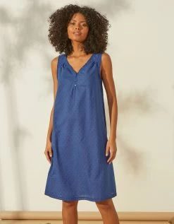 Chemise De Nuit Légère En Voile De Coton Effet Plumetis - Sans Manches