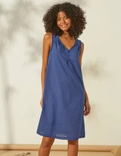 Chemise De Nuit Légère En Voile De Coton Effet Plumetis - Sans Manches -Boutique De Lingerie De Mode 706172 C01 zoomx vue4