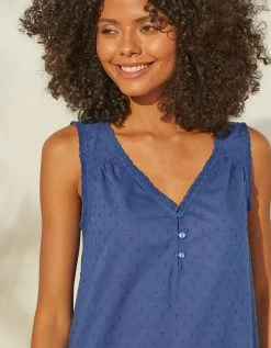 Chemise De Nuit Légère En Voile De Coton Effet Plumetis - Sans Manches -Boutique De Lingerie De Mode 706172 C01 zoomx vue7