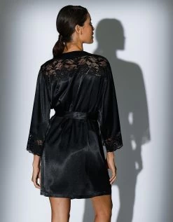 Déshabillé "séduction" Forme Kimono Satin Et Dentelle -Boutique De Lingerie De Mode 706181 C01 zoomx vue6