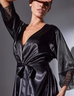Peignoir Court Satin Et Dentelle -Boutique De Lingerie De Mode 706196 C01 zoomx vue3