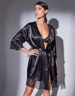 Peignoir Court Satin Et Dentelle -Boutique De Lingerie De Mode 706196 C01 zoomx vue4