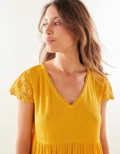 Chemise De Nuit Crépon De Viscose Et Macramé -Boutique De Lingerie De Mode 706198 C01 zoomx vue4